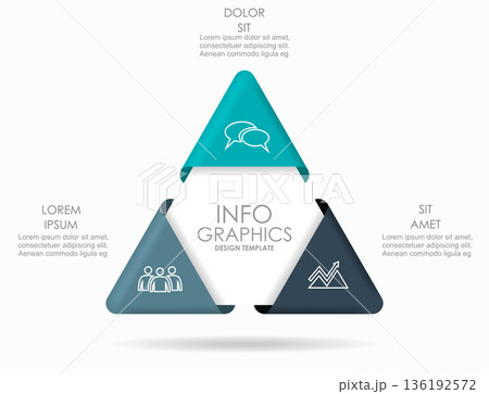 Stylish infographic template with folded ribbon corners, icons, and text blocks. Vector illustration. Stylish infographic template with folded ribbon corners, icons, and text blocks. Vector illustration. 136192572