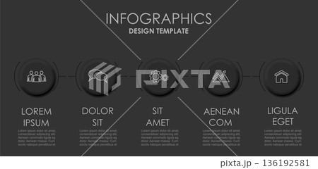 Infographic with circular sections for structured business, presentation, or workflow visualization. Vector illustration. 136192581