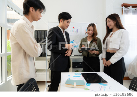 Group asian business team signing contract signature for success with business agreement in office. Group asian business team signing contract signature for success with business agreement in office. 136192696