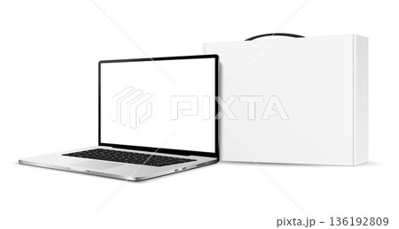 Laptop computer and white carton box with...のイラスト素材 [136192809] - PIXTA