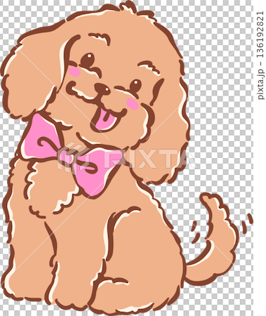Adorable Happy Cavoodle Dog Wearing a Pink Bow Tie Tongue Out Hand Drawn Cartoon Whimsical Adorable Happy Cavoodle Dog Wearing a Pink Bow Tie Tongue Out Hand Drawn Cartoon Whimsical 136192821