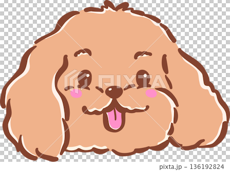 Adorable Cavoodle Dog Face with Tongue Out Cartoon Hand Drawn Whimsical Adorable Cavoodle Dog Face with Tongue Out Cartoon Hand Drawn Whimsical 136192824
