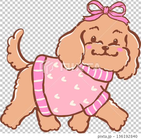 Adorable cozy cavoodle dog wearing a sweater hand drawn girly cartoon Whimsical Adorable cozy cavoodle dog wearing a sweater hand drawn girly cartoon Whimsical 136192840