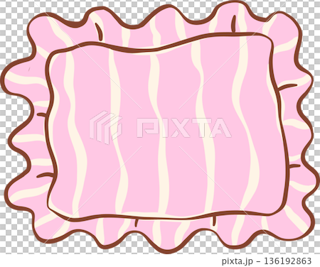 Hand drawn Pink Striped Frilly Pillow Illustration Hand drawn Pink Striped Frilly Pillow Illustration 136192863