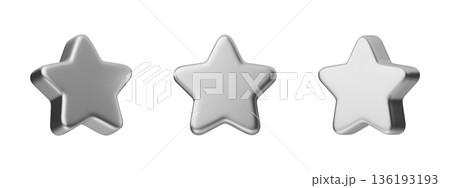 3D metallic silver star with chrome finish and glossy surface. Modern vector graphic in Y2K style, isolated element for futuristic designs, badges, and cosmic-themed projects. 136193193