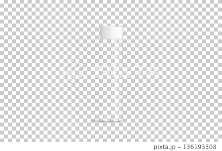 Blank white glass sport bottle mockup, png, transparent background, 3d rendering. Empty crystal can with cap mock up, cut out. Clear take away flask for camping or extreme tourism template. 136193308
