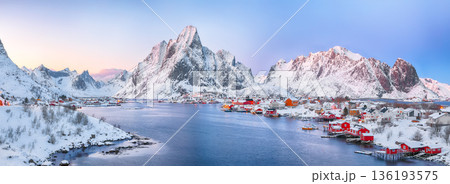 Outstanding panorama of Reine town. 136193575