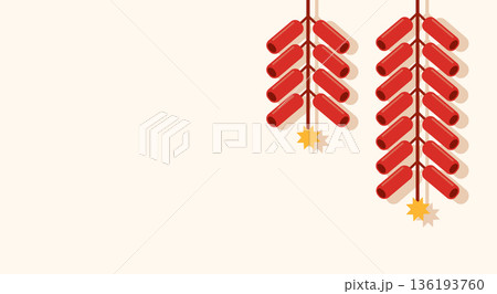 Hanging Chinese Firecrackers background Vector Illustration 136193760