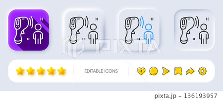 Electronic thermometer line icon. Neumorphic, Flat shadow, 3d buttons. Temperature scanner sign. Fever measuring symbol. Line electronic thermometer icon. Social media icons. Vector Electronic thermometer line icon. Neumorphic, Flat shadow, 3d buttons. Temperature scanner sign. Fever measuring symbol. Line electronic thermometer icon. Social media icons. Vector 136193957