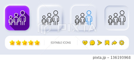 Business hierarchy line icon. Neumorphic, Flat shadow, 3d buttons. Teamwork meeting sign. Group people symbol. Line business hierarchy icon. Social media icons. Vector 136193968