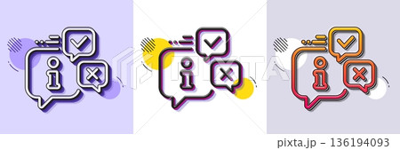 Information line icon. Halftone dotted pattern. Gradient icon with grain shadow. Info speech bubble sign. Help inform symbol. Line info icon. Various designs. Vector Information line icon. Halftone dotted pattern. Gradient icon with grain shadow. Info speech bubble sign. Help inform symbol. Line info icon. Various designs. Vector 136194093