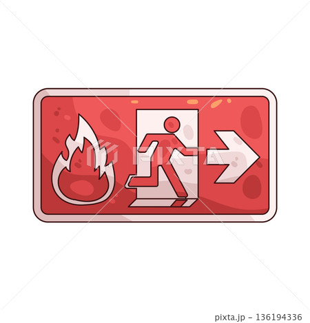 illustration of fire exit sign 136194336