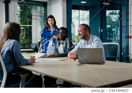 Business people having job interview or meeting in modern office 136194607