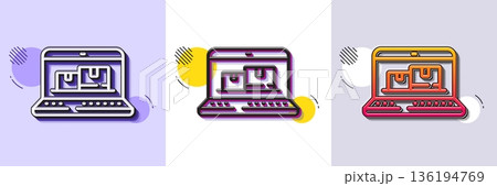 Web inventory line icon. Halftone dotted pattern. Gradient icon with grain shadow. Wholesale computer sign. Warehouse system symbol. Line web inventory icon. Various designs. Vector Web inventory line icon. Halftone dotted pattern. Gradient icon with grain shadow. Wholesale computer sign. Warehouse system symbol. Line web inventory icon. Various designs. Vector 136194769