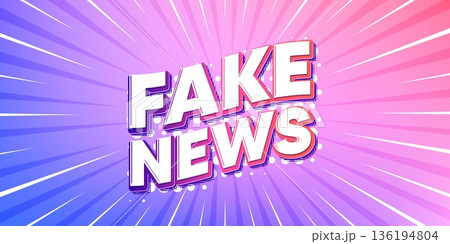 Fake news sun rays gradient banner. Light burst background. Fake news tag. Media newspaper sign. Daily information symbol. Gradient sun rays. Sunburst light. Vector 136194804