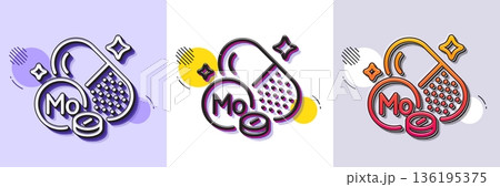 Molybdenum mineral line icon. Halftone dotted pattern. Gradient icon with grain shadow. Chemical element Mo sign. Capsule or pill symbol. Line molybdenum mineral icon. Various designs. Vector Molybdenum mineral line icon. Halftone dotted pattern. Gradient icon with grain shadow. Chemical element Mo sign. Capsule or pill symbol. Line molybdenum mineral icon. Various designs. Vector 136195375