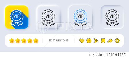 Vip award line icon. Neumorphic, Flat shadow, 3d buttons. Very important person medal sign. Member club privilege symbol. Line vip award icon. Social media icons. Vector Vip award line icon. Neumorphic, Flat shadow, 3d buttons. Very important person medal sign. Member club privilege symbol. Line vip award icon. Social media icons. Vector 136195425