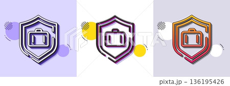 Luggage protect line icon. Halftone dotted pattern. Gradient icon with grain shadow. Suitcase bag sign. Baggage secure symbol. Line luggage protect icon. Various designs. Vector Luggage protect line icon. Halftone dotted pattern. Gradient icon with grain shadow. Suitcase bag sign. Baggage secure symbol. Line luggage protect icon. Various designs. Vector 136195426