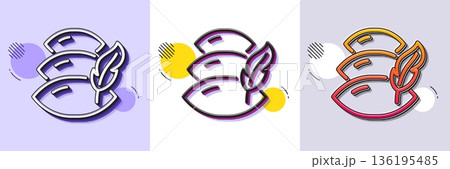 Pillow line icon. Halftone dotted pattern. Gradient icon with grain shadow. Sleep comfort sign. Night cushion symbol. Line pillow icon. Various designs. Vector 136195485