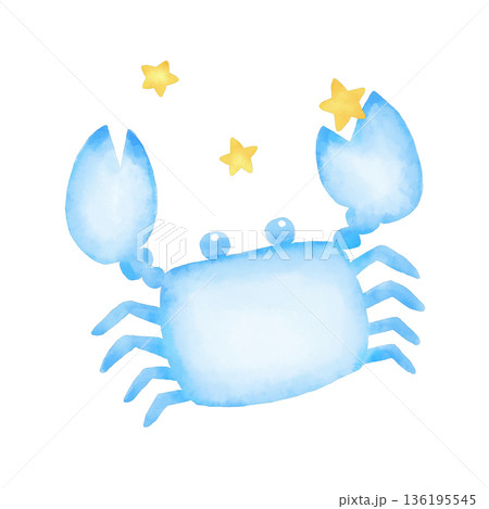 水彩タッチの蟹座のイラスト 136195545