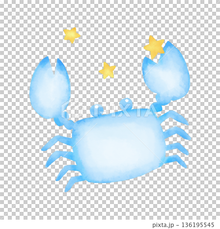 水彩タッチの蟹座のイラスト 136195545