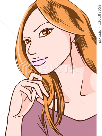 頬杖をついている髪を染めた美人のセレブ女性 136195658