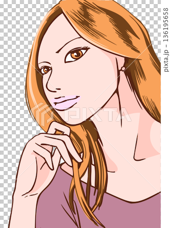 頬杖をついている髪を染めた美人のセレブ女性 136195658