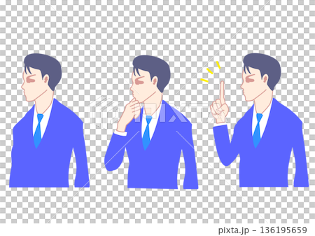 男性サラリーマン上半身3パターン 136195659