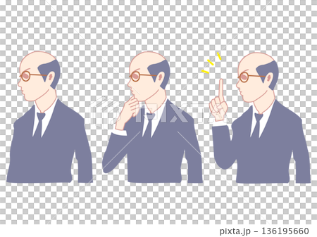 老年上班族上半身三個手勢 136195660
