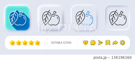 Apple line icon. Neumorphic, Flat shadow, 3d buttons. Fresh fruit sign. Natural food symbol. Line apple icon. Social media icons. Vector Apple line icon. Neumorphic, Flat shadow, 3d buttons. Fresh fruit sign. Natural food symbol. Line apple icon. Social media icons. Vector 136196160