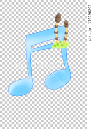 Musical note with horsetail Musical note with horsetail 136196202