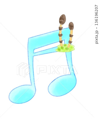 土筆の付いた音符 土筆の付いた音符 136196207