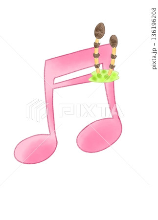 土筆の付いた音符 土筆の付いた音符 136196208