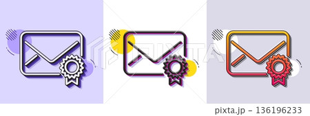 Verified Mail line icon. Halftone dotted pattern. Gradient icon with grain shadow. Confirmed Message correspondence sign. E-mail symbol. Line verified Mail icon. Various designs. Vector Verified Mail line icon. Halftone dotted pattern. Gradient icon with grain shadow. Confirmed Message correspondence sign. E-mail symbol. Line verified Mail icon. Various designs. Vector 136196233