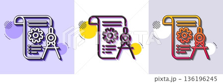 Divider document line icon. Halftone dotted pattern. Gradient icon with grain shadow. Engineering cogwheel tool sign. Cog gear symbol. Line divider document icon. Various designs. Vector Divider document line icon. Halftone dotted pattern. Gradient icon with grain shadow. Engineering cogwheel tool sign. Cog gear symbol. Line divider document icon. Various designs. Vector 136196245