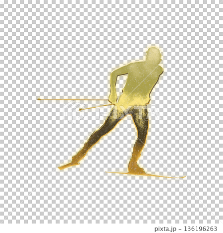 Golden male cross country skier with alpha channel Golden male cross country skier with alpha channel 136196263