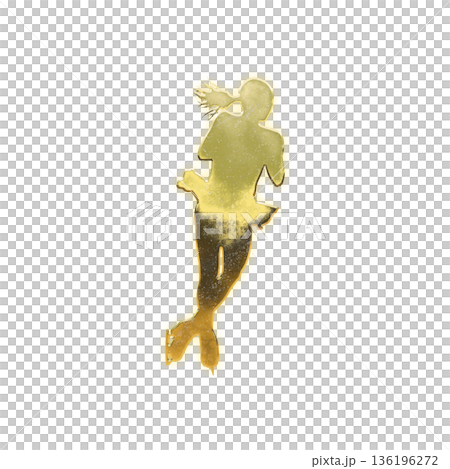 跳躍的金色女子花式滑冰運動員，Alpha Channel 136196272