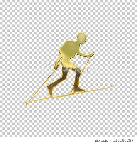 Golden ski mountaineer with alpha channel 136196287