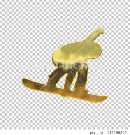 Golden Snowboarder Making a Grab, Alpha Channel 136196295