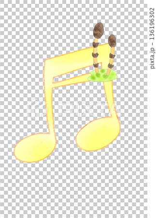 土筆の付いた音符 土筆の付いた音符 136196302