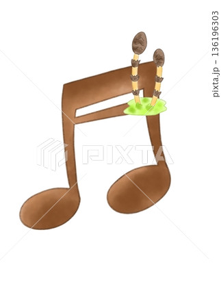 土筆の付いた音符 土筆の付いた音符 136196303