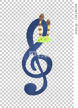Musical note with horsetail Musical note with horsetail 136196304