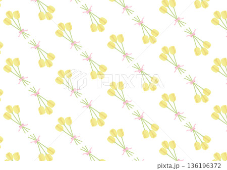 黄色いチューリップの花束のパターン 136196372