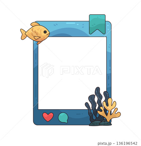 Illustration of Ocean Wonders Social Media Frame 136196542