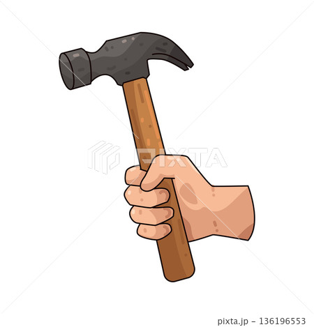 Illustration of Hand holding Hammer Illustration of Hand holding Hammer 136196553