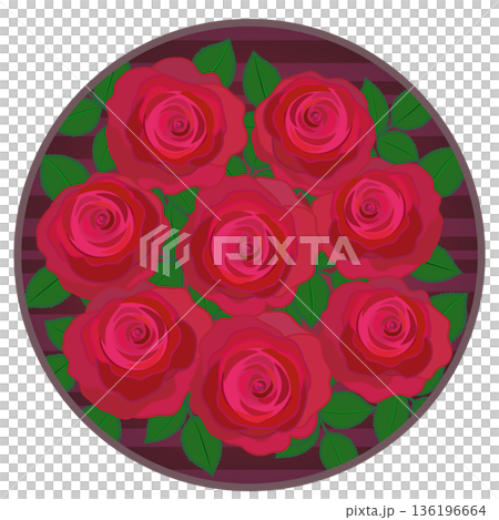 Illustration of a red rose with a circular background 136196664