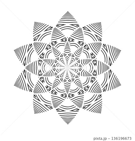 Abstract Radial Geometric Pattern in Flower Shape. 136196673