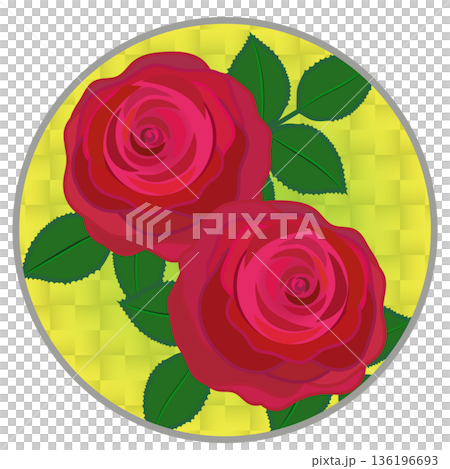 円形背景のついた赤いバラのイラスト 円形背景のついた赤いバラのイラスト 136196693