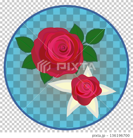 Illustration of a red rose with a circular background Illustration of a red rose with a circular background 136196700