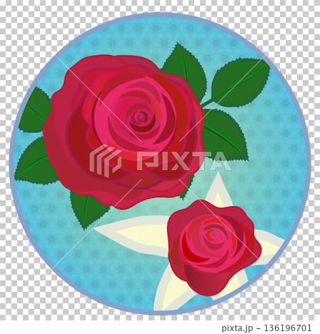 Illustration of a red rose with a circular background 136196701